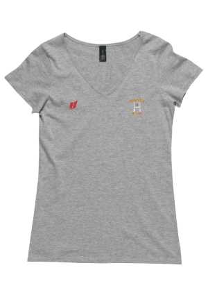 Waihou Womens Bevel V Neck Tee Grey Marle